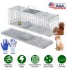Live Animal Trap Cage 27X7.5X8In Folding Catch And Release Steel Humane Cat Trap For Racoons Stray Cats Rabbits Beavers Hedgehogs Chipmunk Small Anima