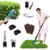 Pole Mini Hedge Trimmer & Grass Shear Electric Cordless Handheld Hedge Trimmer With 90° Rotatable Head Telescopic Extension Pole Gloves Goggles