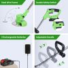 Cordless Rechargeable Grass Trimmer Weed Cutter 21V 300W 18000M/Min 2 Stainless Steel Blades 10 Plastic Blades Garden Lawn Fence