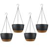 Hanging Planter With Drainage Holes Removable Self-Watering Tray 4Pcs 9.64In Diameter Plastic Hanging Flower Plant Pots For Indoor Outdoor