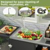 Outdoor Grill Cart With Storage Outdoor Grill Table With Sink Wheels Fold-Down Side Table For Patio Backyard Bbq