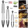 Tongs Stainless Steel Locking Food Tongs 3Pcs with Silicon Tips Bpa Free Non-Stick Bbq Cooking Grilling Locking Food Tongs High Heat Resistant