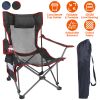 Foldable Camping Chair 330Lbs Ld Heavy Duty Steel Lawn Chair Collapsible Chair With Reclining Backrest Angle Cup Holder Pillow Side Pocket Carry Bag