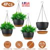 Hanging Planter With Drainage Holes Removable Self-Watering Tray 4Pcs 9.64In Diameter Plastic Hanging Flower Plant Pots For Indoor Outdoor