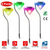 Outdoor Solar Diamond Led Lights 4Pcs 7-Color Changing Ip65 Waterproof Pathway Stake Decorative Lamp For Garden Patio Yard Walkway