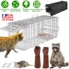 Humane Trap Cage With Waterproof Cover Gloves Catch Release Live Animal Rodent Cage Collapsible Galvanized Wire For Raccoons Beavers Groundhogs