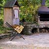 Firewood Log Rack 220Lbs Steel Wood Lumber Storage Stacking Rack X Shape Storage Holder For Fireplace Firepit