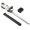 Cordless Rechargeable Hedge Bush Grass Shrub Trimmer 20in 21V with Dual-Action Blades 0.6In Cutting Diameter Safety Lock