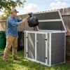 Resin Outdoor Horizontal Storage Shed With Hydraulic Lid & Ramp Lockable Cabinet 4.6X2.4 Ft Garden Tools Firewood Outdoor Supplies & Pet Products