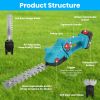 Pole Mini Hedge Trimmer & Grass Shear Electric Cordless Handheld Hedge Trimmer With 90° Rotatable Head Telescopic Extension Pole Gloves Goggles