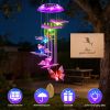 Solar Butterfly Wind Chime With Aluminum Tubes 7 Color Changing Wind Chime For Outside Ip44 Waterproof Outdoor Garden Yard Decor