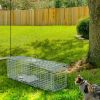 Humane Trap Cage Catch Release Live Animal Rodent Cage Collapsible Galvanized Wire with Gloves Cats Raccoons Beavers Groundhogs Foxes Armadillos