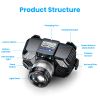 Motion Sensor Led Headlamp Zoomable Headlamp Flashlight  Waterproof Outdoor Emergency Headlight With 3 Lighting Modes