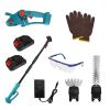 Pole Mini Hedge Trimmer & Grass Shear Electric Cordless Handheld Hedge Trimmer With 90° Rotatable Head Telescopic Extension Pole Gloves Goggles