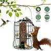 Outdoor Wild Bird Feeder Squirrel-Proof Chew-Proof Metal Hanging Seed Feeder With 4 Feeding Ports For Small Songbirds
