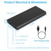 Power Bank Portable External Battery Pack Phone Charger 20000mAh with Dual Usb Output Ports Type C Micro Usb Input