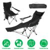 Reclining Camping Chair With Footrest 4-Position Adjustable Outdoor Folding Chair Heavy Duty Portable Camping Lounge Chair With Headrest Cup Holder