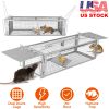 Dual Door Rat Trap Cage Humane Live Rodent Dense Mesh Trap Cage Zinc Electroplating Mice Mouse Control Bait Catch With 2 Detachable U Shaped Rod