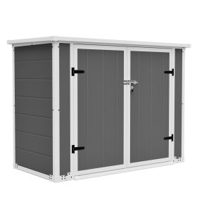 Resin Outdoor Horizontal Storage Shed With Hydraulic Lid & Ramp Lockable Cabinet 4.6X2.4 Ft Garden Tools Firewood Outdoor Supplies & Pet Products