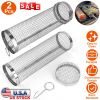 Portable Bbq Rolling Round Basket Stainless Steel Grill Mesh 2Pcs 3.42X11.61In Net Tube With Removable Cover Backyard Porch Garage