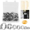 60Pcs Hose Clamp Set Stainless Steel Adjustable Worm Gear Assortment Pipe Tube Hose Clip Kit For Plumbing Automotive Mechanical