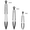 Tongs Stainless Steel Locking Food Tongs 3Pcs with Silicon Tips Bpa Free Non-Stick Bbq Cooking Grilling Locking Food Tongs High Heat Resistant