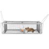 Dual Door Rat Trap Cage Humane Live Rodent Dense Mesh Trap Cage Zinc Electroplating Mice Mouse Control Bait Catch With 2 Detachable U Shaped Rod