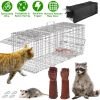 Humane Trap Cage With Waterproof Cover Gloves Catch Release Live Animal Rodent Cage Collapsible Galvanized Wire For Raccoons Beavers Groundhogs