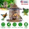 Hanging Outdoor Wild Bird Gazebo Feeder Large Capacity 6 Feeder Ports For Garden Patio Yard Park Weatherproof Easy To Refill