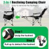 Reclining Camping Chair With Footrest 4-Position Adjustable Outdoor Folding Chair Heavy Duty Portable Camping Lounge Chair With Headrest Cup Holder
