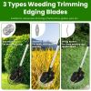21V Rechargeable Weed Eater Edger String Trimmer Grass Mower Bush Cutter with 16800Rpm 2X 3000Mah Batteries 3.6-4.6Ft Length 90° Rotatable Angle