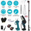 Cordless Pruning Shear And Electric Chainsaw 4 In 1 with Max 5.5Ft Extension Poles 4” 6” Pole Saw Brushless Pruning Shear With 2Pcs 3.0Ah Ba