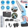 Mini Chainsaw Portable Handheld Cordless Small Chain Saw Battery Powered With 2Pcs 1200Mah Rechargeable Batteries 8In Chains Gloves Goggles