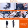 Foldable Camping Chair 330Lbs Ld Heavy Duty Steel Lawn Chair Collapsible Chair With Reclining Backrest Angle Cup Holder Pillow Side Pocket Carry Bag