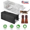 Folding Live Animal Trap Cage 31X12X11” With Waterproof Cover And Gloves Humane Easy To Catch & Release Trap Cats Raccoons Squirrels Skunks