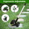 21V Rechargeable Weed Eater Edger String Trimmer Grass Mower Bush Cutter with 16800Rpm 2X 3000Mah Batteries 3.6-4.6Ft Length 90° Rotatable Angle