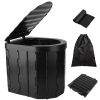 Portable Foldable Emergency Toilet Porta Potty For Car Travel Camping Boating Hiking Emergencies Outside Cleanable with Lid Carry Bag Garbage Bags