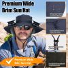 Outdoor Wide Brim Sun Hat With 2 Rechargeable Fans Solar Powered 3 Wind Speeds Upf50+ Breathable Waterproof Nylon Mesh Hat For Gardening Yard Work