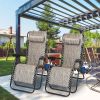 Foldable Zero Gravity Lounge Recliner Chair Dual Side Tray 330Lbs Load 2Pcs Stress Relief Pillow Patio Garage Backyard Lying Chair