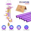 Solar Butterfly Wind Chime With Aluminum Tubes 7 Color Changing Wind Chime For Outside Ip44 Waterproof Outdoor Garden Yard Decor
