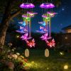 Solar Butterfly Wind Chime With Aluminum Tubes 7 Color Changing Wind Chime For Outside Ip44 Waterproof Outdoor Garden Yard Decor