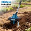 Battery Powered Tiller 800W 21V Cultivator 3.0Ah With 8.66" Width 6.69" Depth Manganese Steel Tines For Soil Cultivation Weeding Garden Lawn