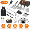 Griddle Accessories Kit Flat Top Grill Accessories 31Pcs Camp Chef With Spatulas Griddle Press Basting Cover Spice Shakers Vegetable Forks