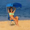 Foldable Canopy Chair Sun Protection 330Lbs Load Folding Seat Cup Holder Camping Backyard Gardening Poolside Travel Picnic