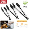 Tongs Stainless Steel Locking Food Tongs 3Pcs with Silicon Tips Bpa Free Non-Stick Bbq Cooking Grilling Locking Food Tongs High Heat Resistant