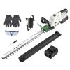 Cordless Rechargeable Hedge Bush Grass Shrub Trimmer 20in 21V with Dual-Action Blades 0.6In Cutting Diameter Safety Lock