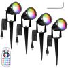 Color Changing Stake Landscape Lights 4Pcs Ip65 Waterproof Led with Remote Control 16 Color Dynamic Lights Lawn, Backyard, Pathway, and Garden