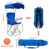 Foldable Canopy Chair Sun Protection 330Lbs Load Folding Seat Cup Holder Camping Backyard Gardening Poolside Travel Picnic