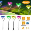 Outdoor Solar Diamond Led Lights 4Pcs 7-Color Changing Ip65 Waterproof Pathway Stake Decorative Lamp For Garden Patio Yard Walkway