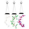 Solar Hummingbird Butterfly Dragonfly Wind Chimes 3Pack 7 Color Changing Wind Chime For Outside Waterproof Garden Yard Decor